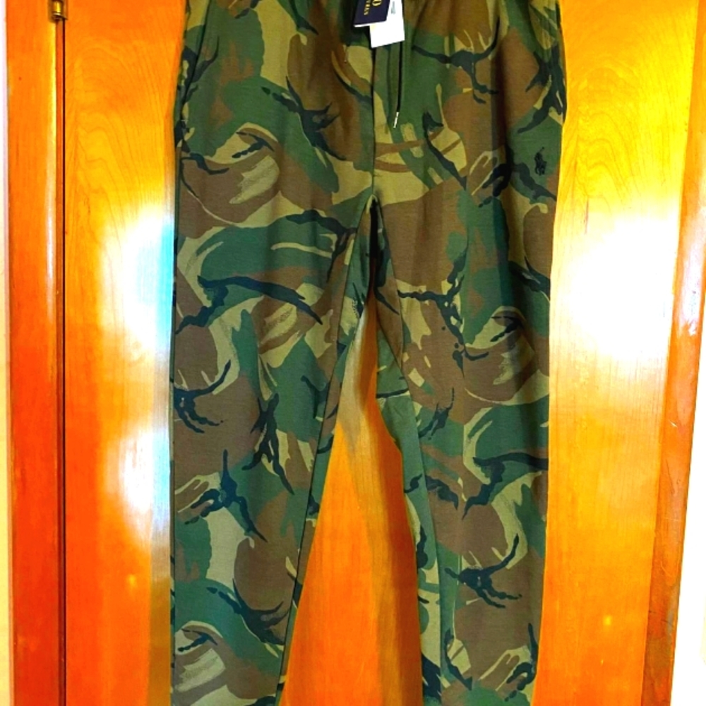 Rare "Ralph Lauren Polo" ( British Elmwood Camo)double-knit ,Large Athletic Pant